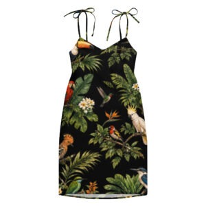 Pássaros Black Tie-strap midi dress
